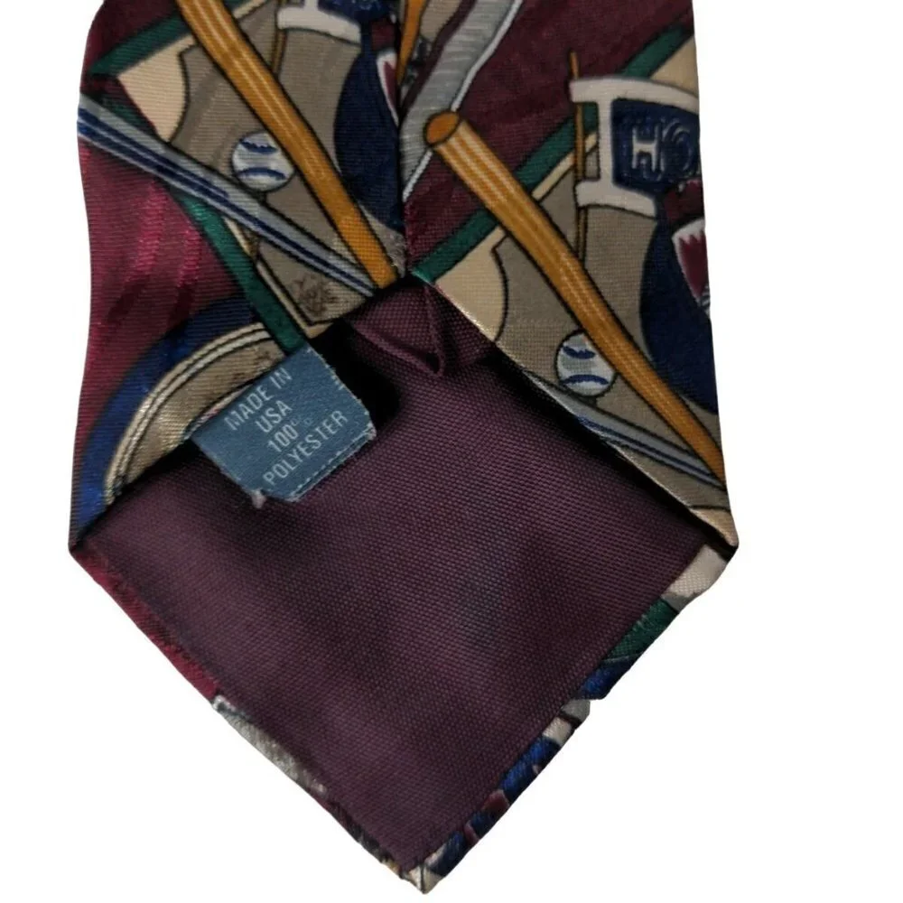 Baseball Sports Ball Bat Cap Pennant Polyester Necktie